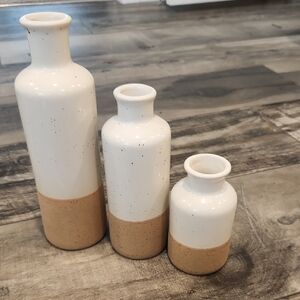 Elegant Boho Two-Tone Ceramic Vase Set Of 3